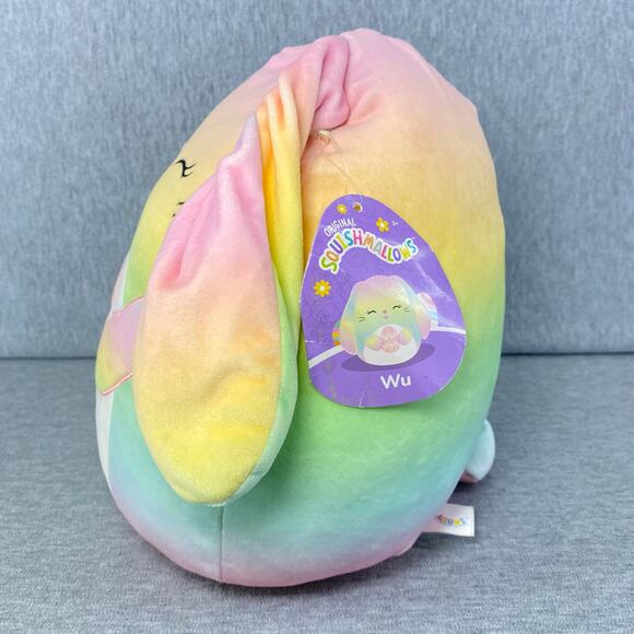 11-12" Wu the Rainbow Bunny w/ Easter Egg Squishmallow Plush Kellytoy Soft Toy - Picture 5 of 9